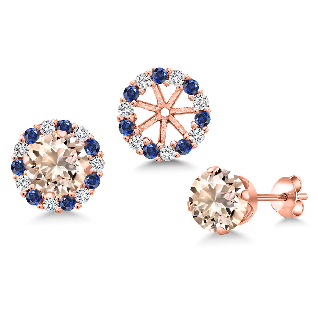 Morganite - October_Earrings in 925 Rose Gold Plated Silver