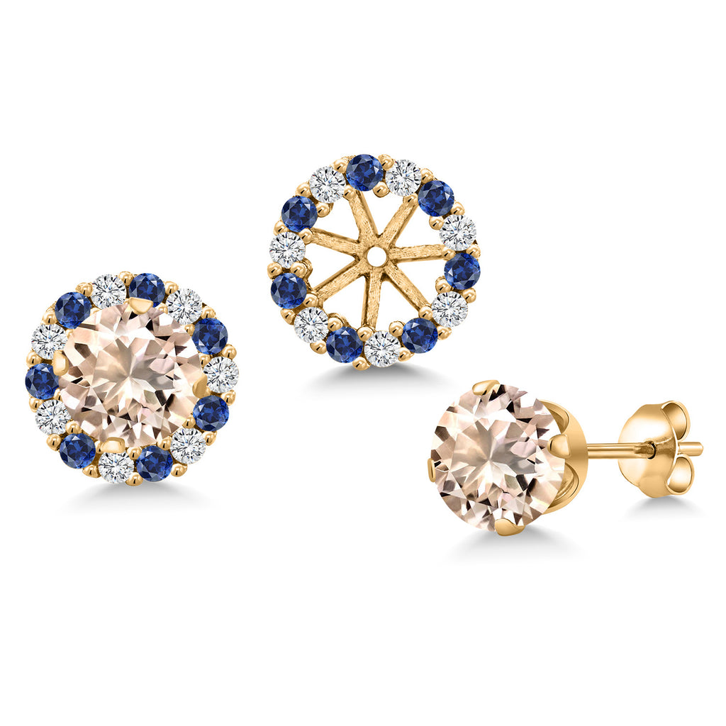 Morganite - October_Earrings in 925 Yellow Gold Plated Silver