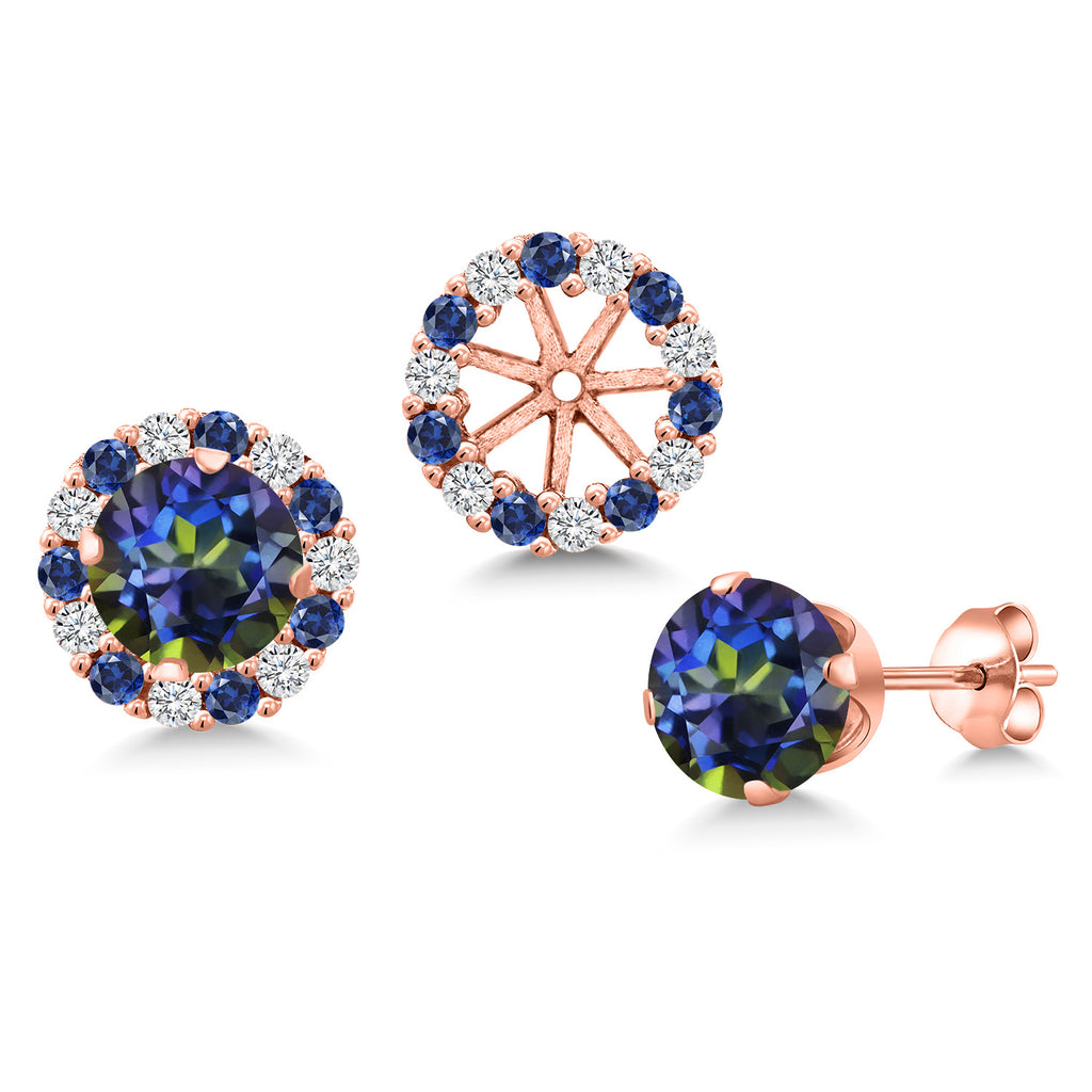 Blue Mystic Topaz_Earrings in 925 Rose Gold Plated Silver