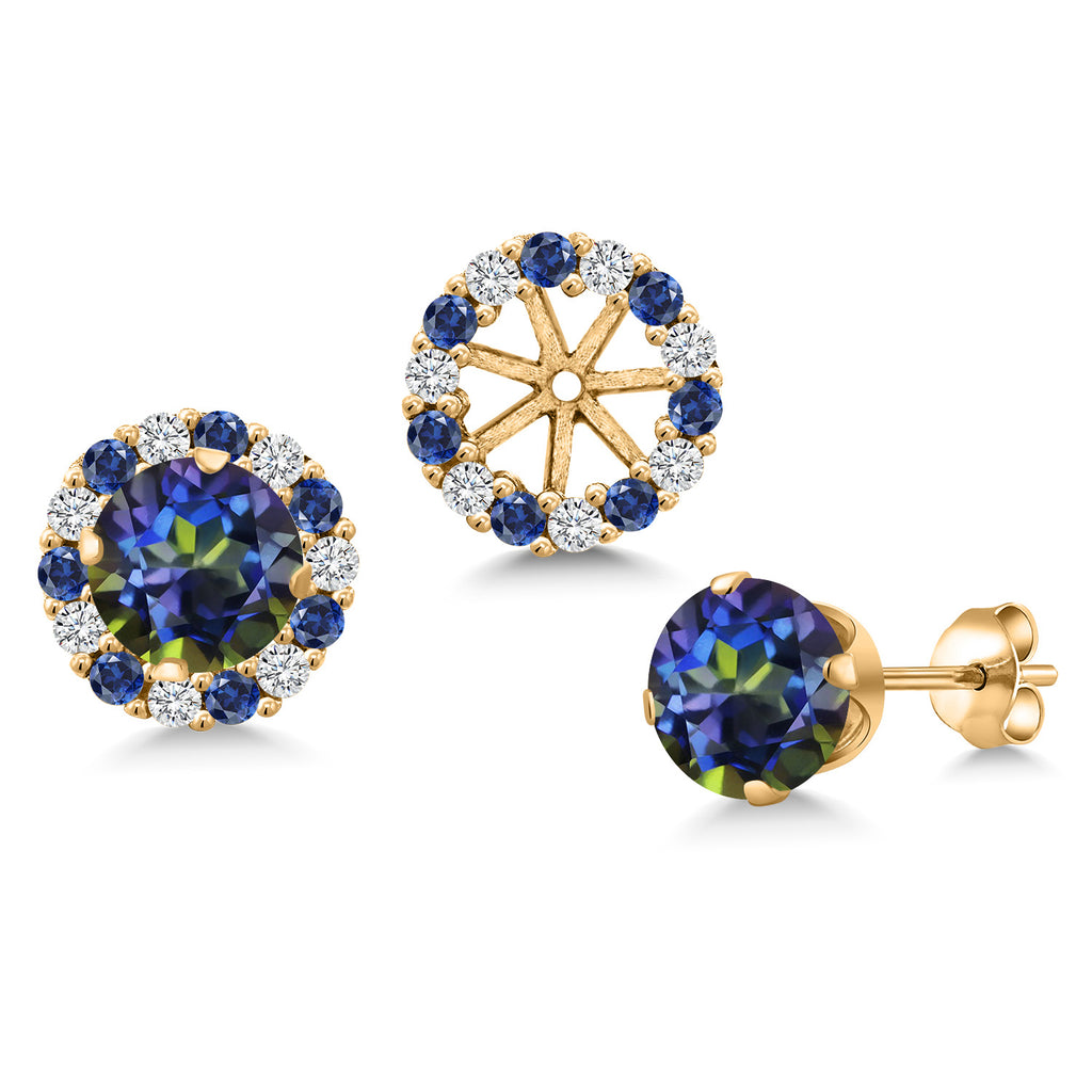 Blue Mystic Topaz_Earrings in 925 Yellow Gold Plated Silver