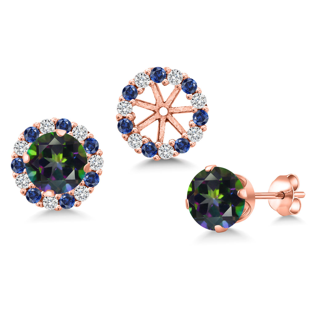 Green Mystic Topaz_Earrings in 925 Rose Gold Plated Silver