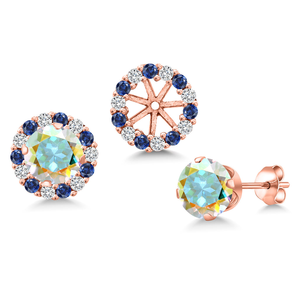 Mercury Mist Mystic Topaz_Earrings in 925 Rose Gold Plated Silver