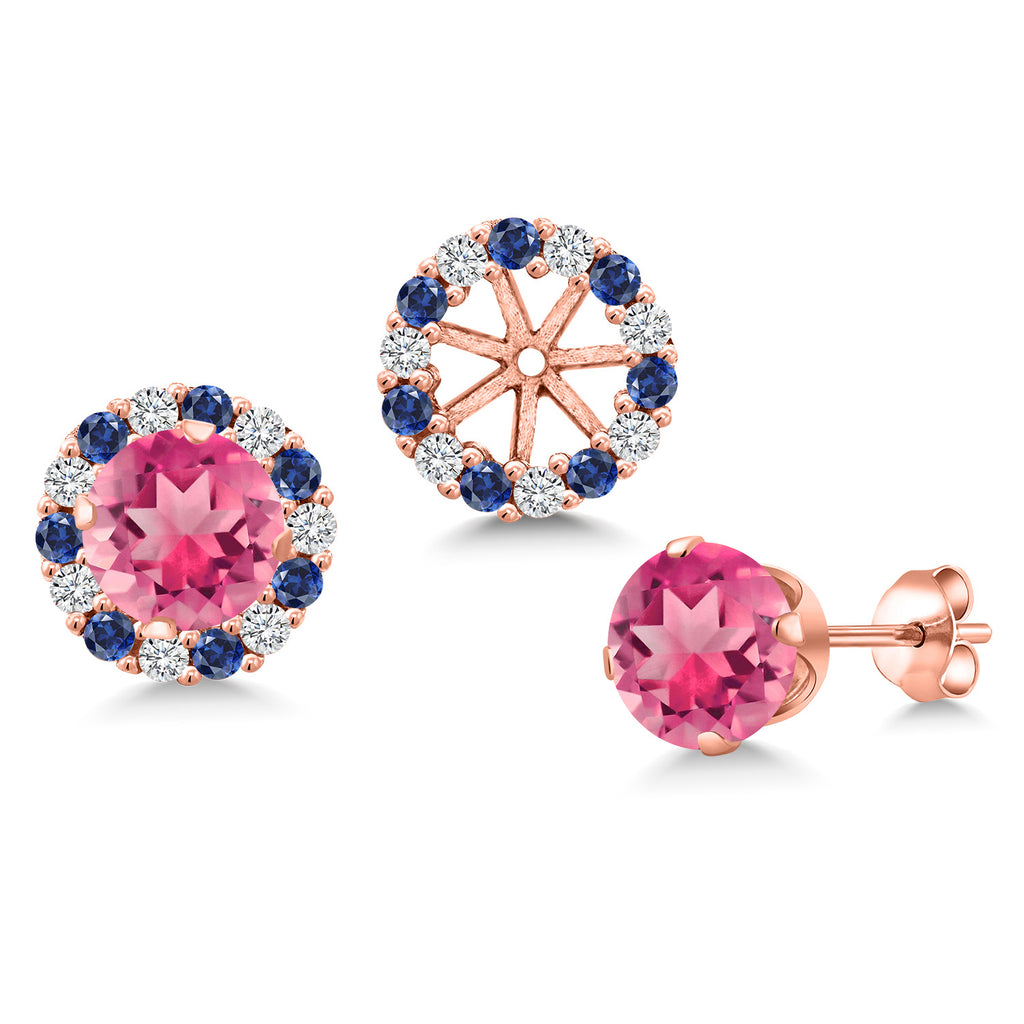 Pink Mystic Topaz_Earrings in 925 Rose Gold Plated Silver