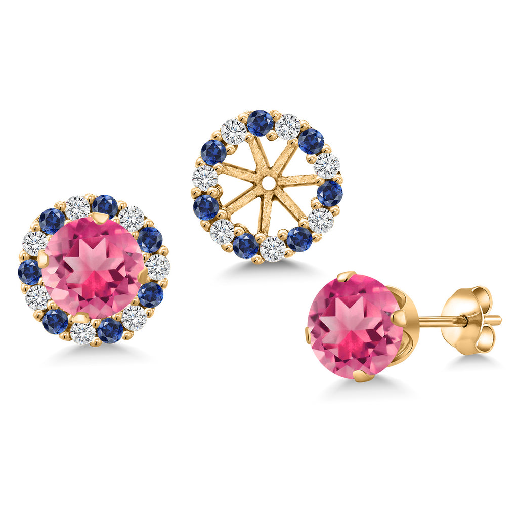 Pink Mystic Topaz_Earrings in 925 Yellow Gold Plated Silver