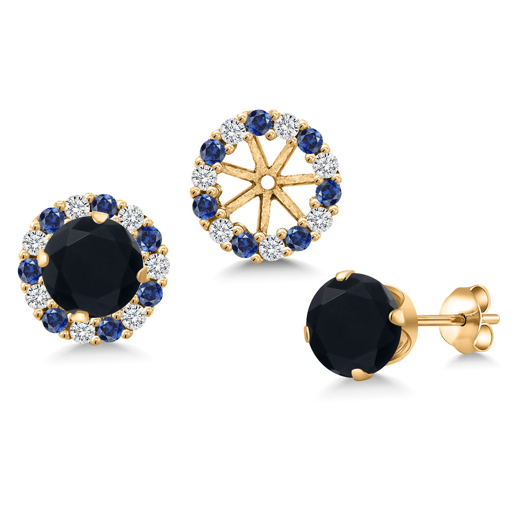 Onyx - December_Earrings in 925 Yellow Gold Plated Silver