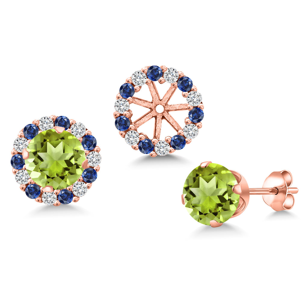 Peridot - August_Earrings in 925 Rose Gold Plated Silver