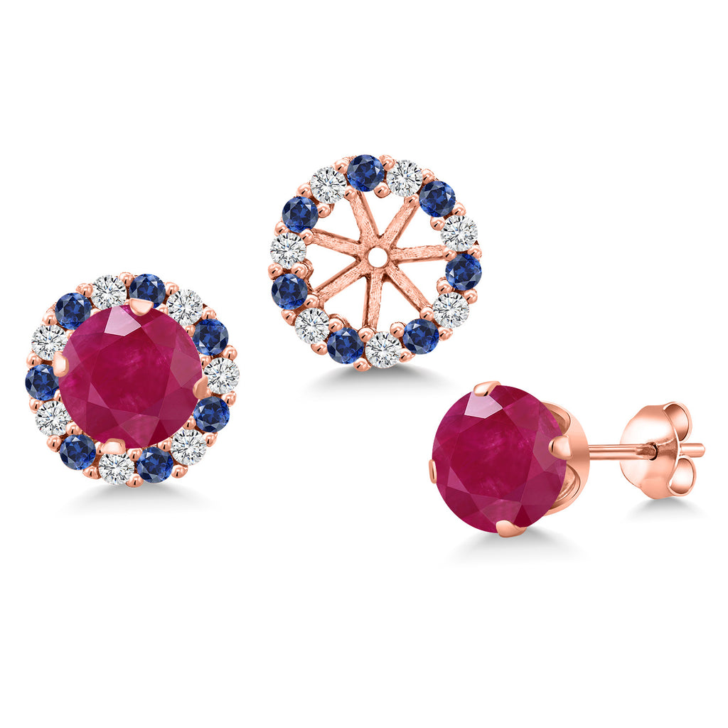 Ruby - July_Earrings in 925 Rose Gold Plated Silver