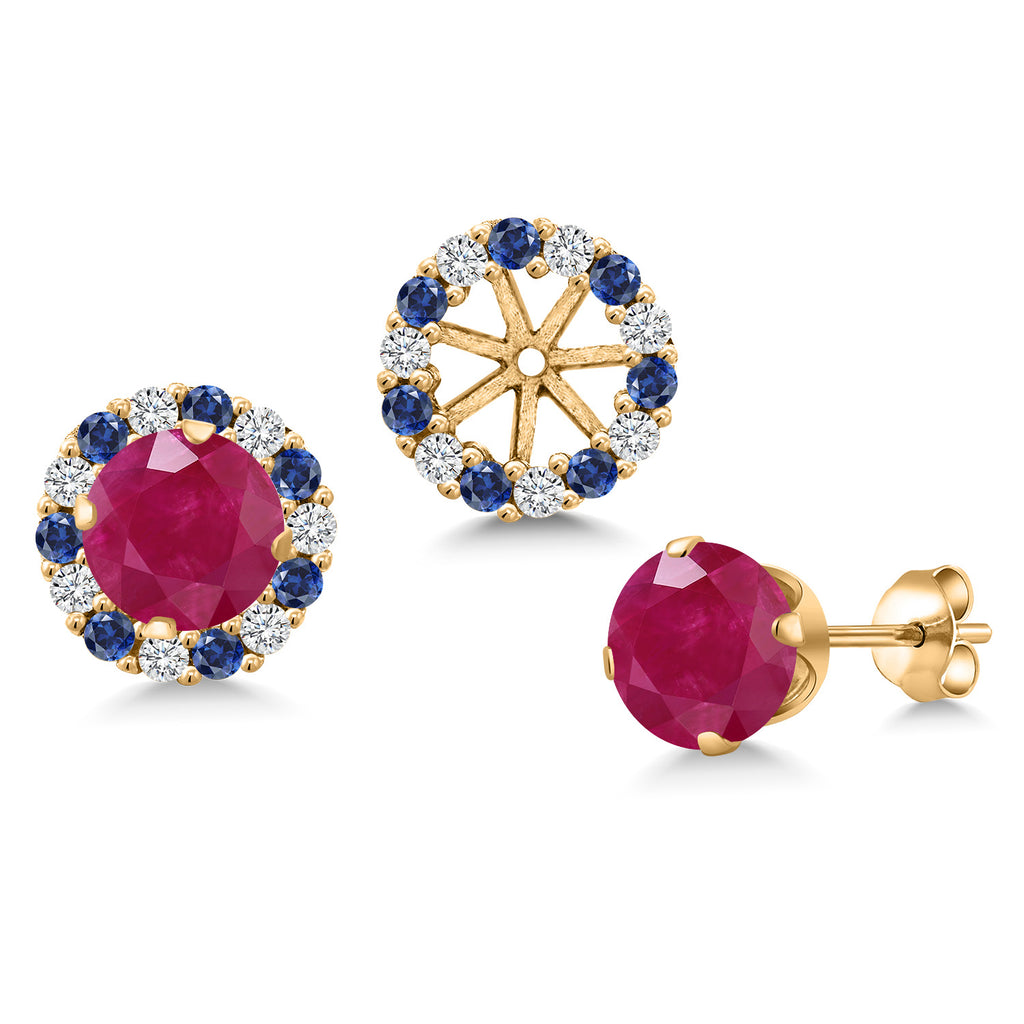 Ruby - July_Earrings in 925 Yellow Gold Plated Silver