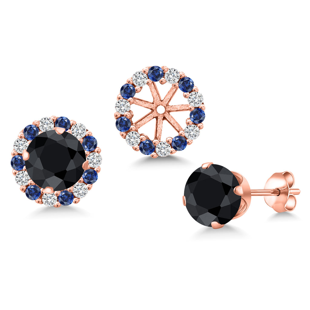 Black Sapphire - September_Earrings in 925 Rose Gold Plated Silver