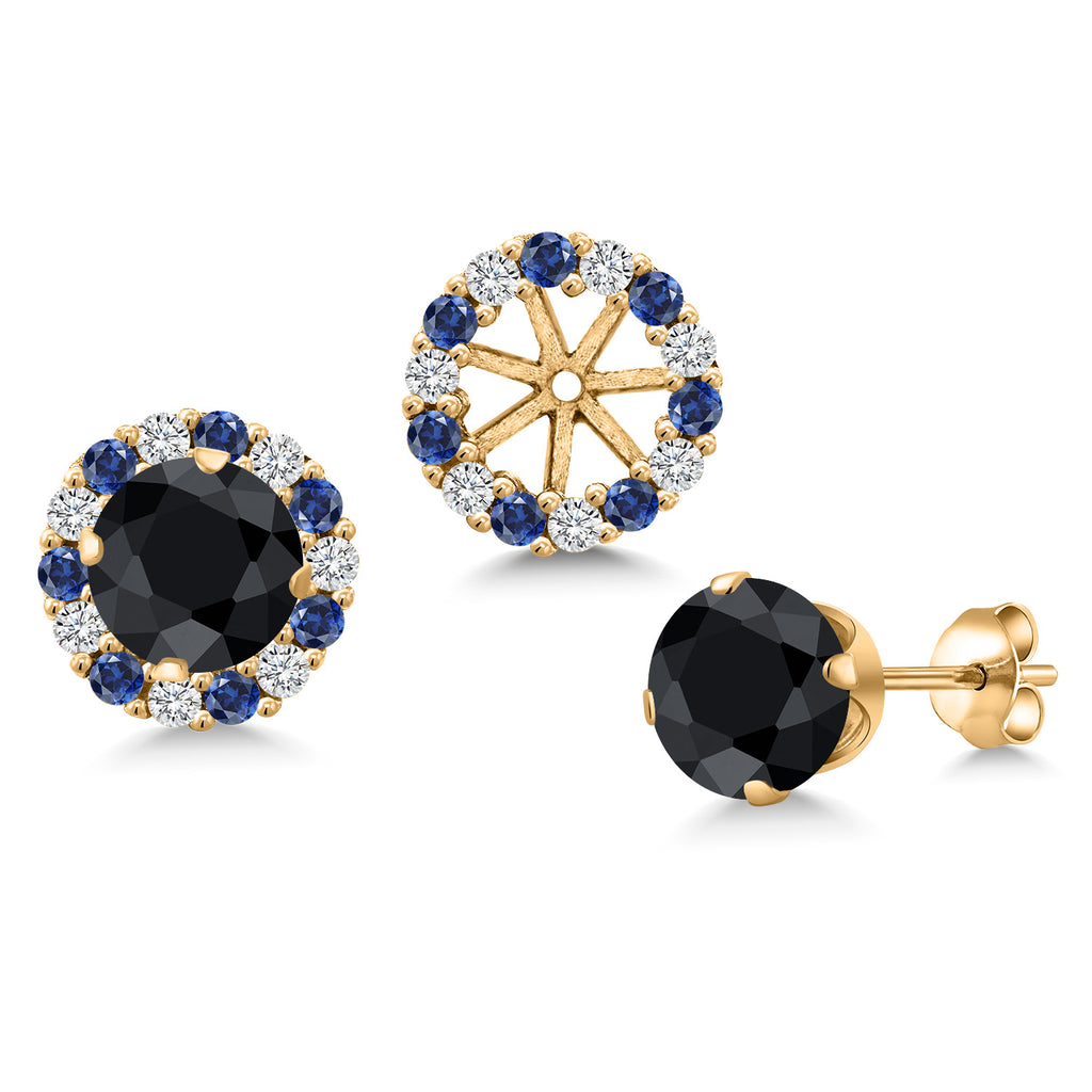 Black Sapphire - September_Earrings in 925 Yellow Gold Plated Silver