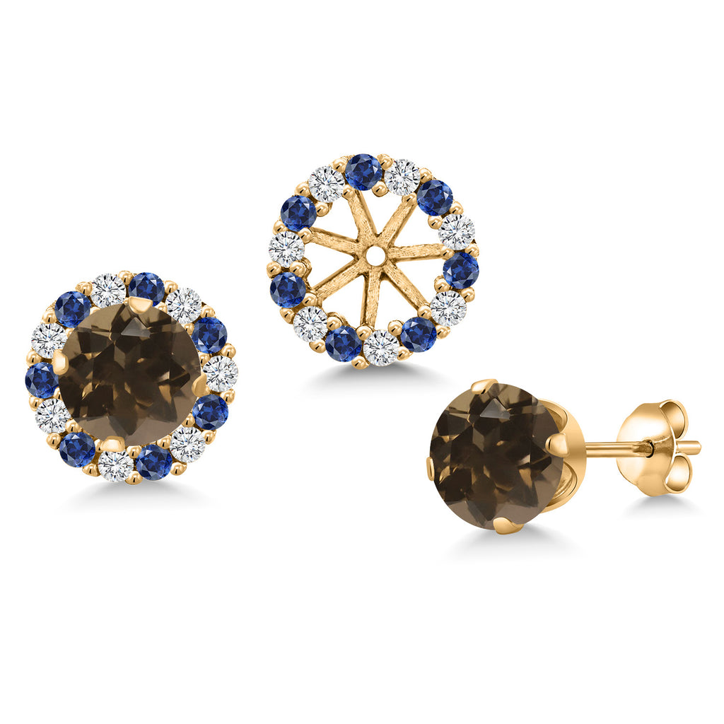 Smoky Quartz_Earrings in 925 Yellow Gold Plated Silver