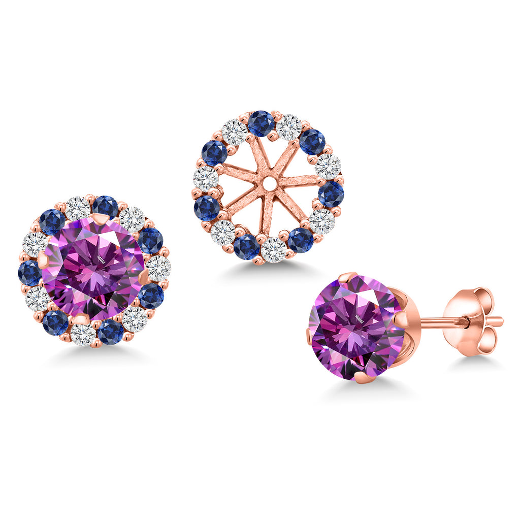Fancy Purple Zirconia_Earrings in 925 Rose Gold Plated Silver