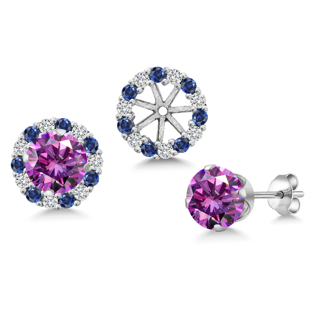 Fancy Purple Zirconia_Earrings in 925 Sterling Silver
