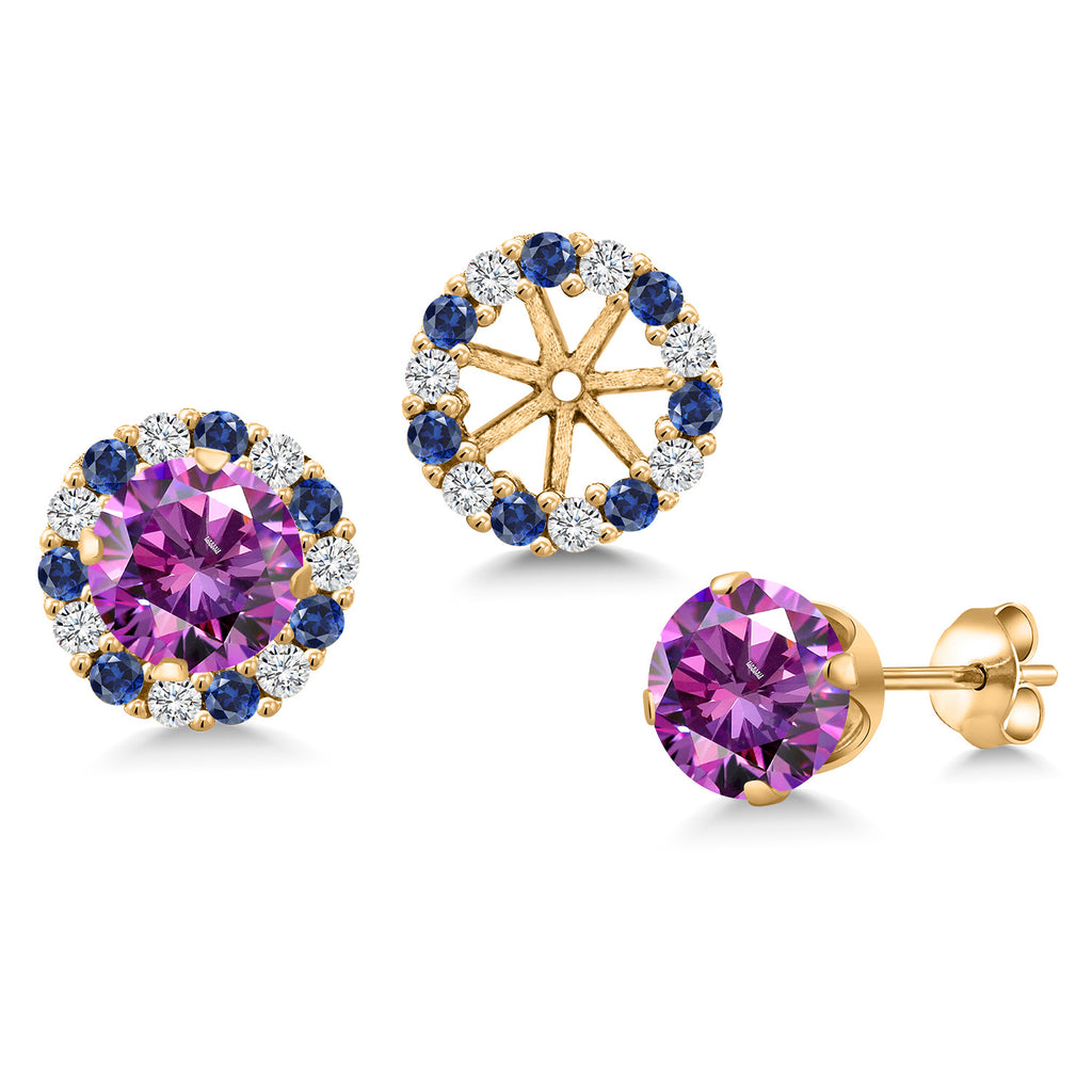 Fancy Purple Zirconia_Earrings in 925 Yellow Gold Plated Silver