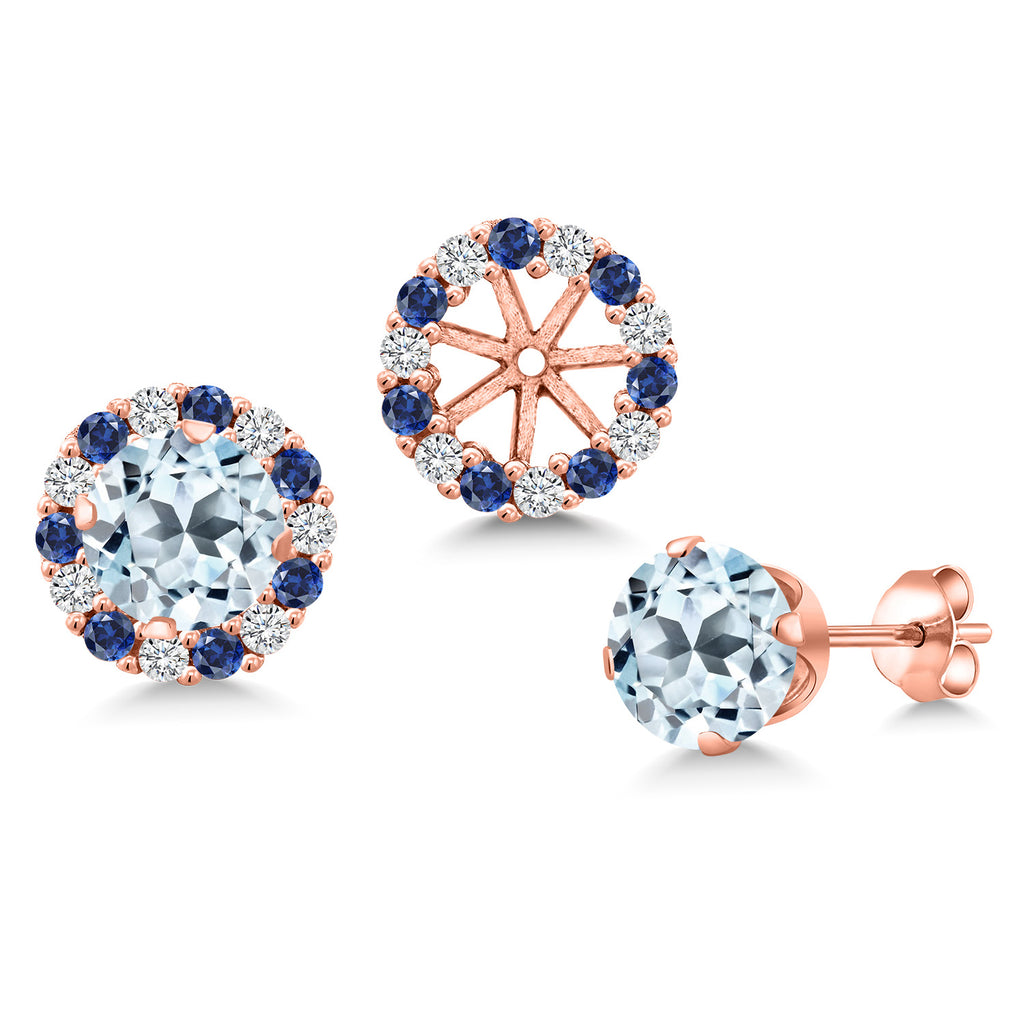 Sky Blue Topaz - November_Earrings in 925 Rose Gold Plated Silver