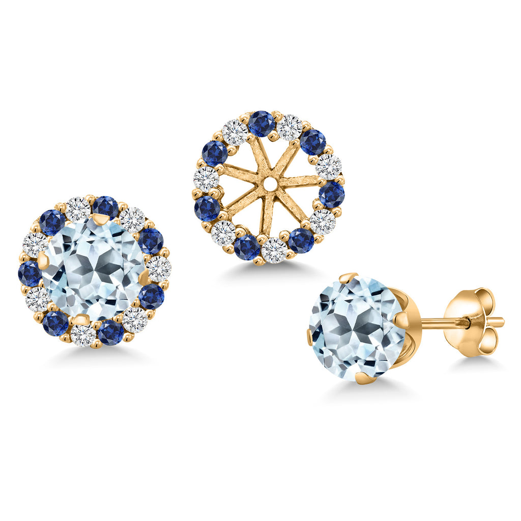 Sky Blue Topaz - November_Earrings in 925 Yellow Gold Plated Silver