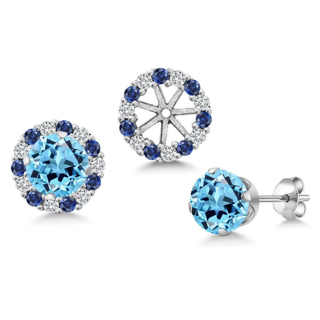 Swiss Blue Topaz - November_Earrings in 925 Sterling Silver