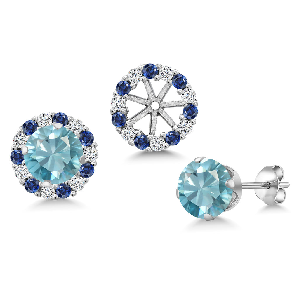 Blue Zircon_Earrings in 925 Sterling Silver