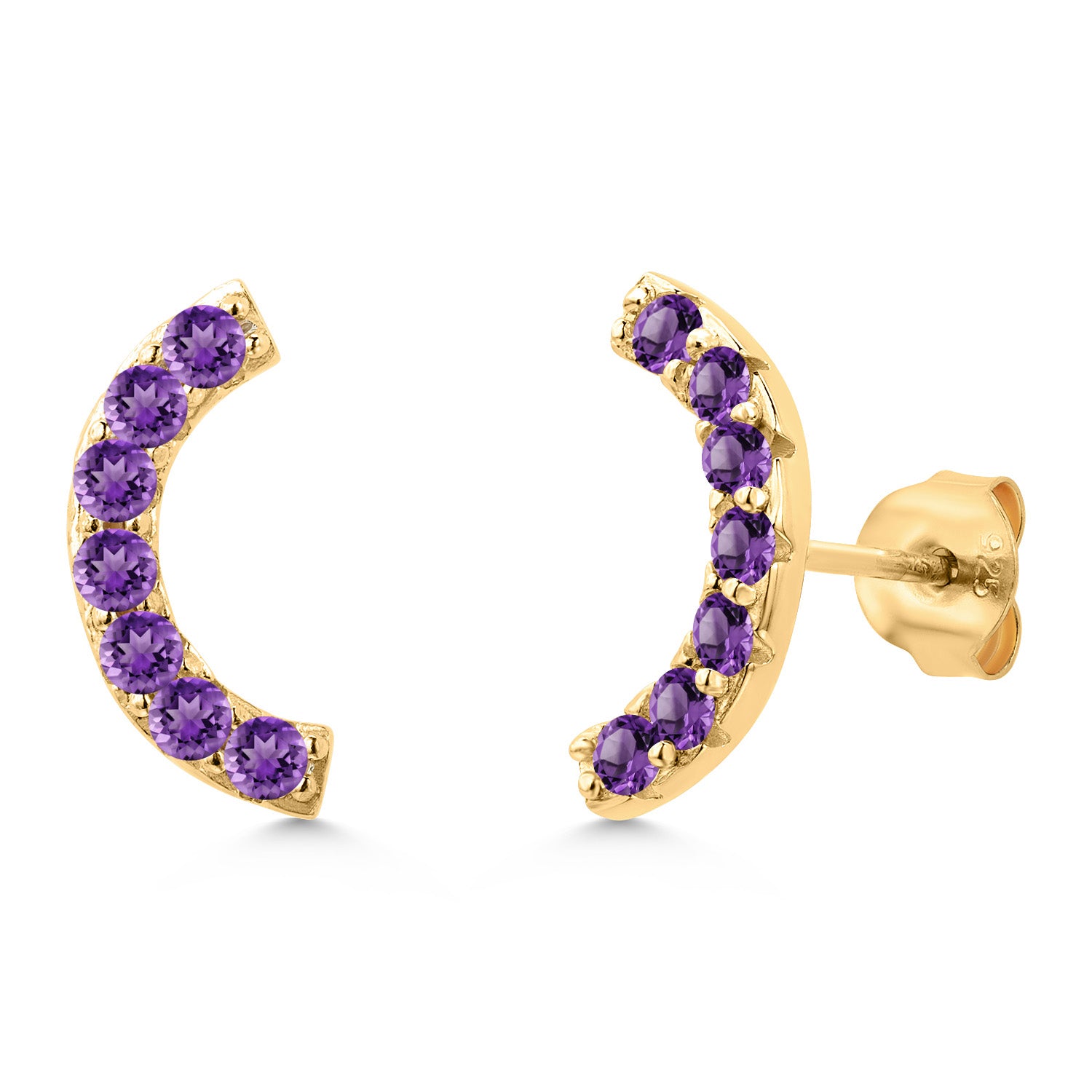 Amethyst - February_Earrings in 925 Yellow Gold Plated Silver