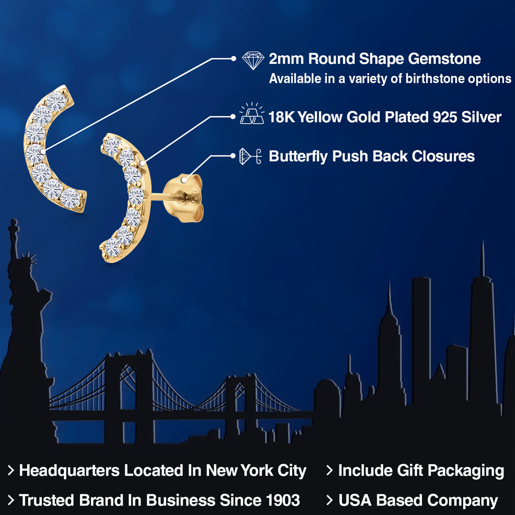 White Moissanite - April_Earrings in 925 Yellow Gold Plated Silver