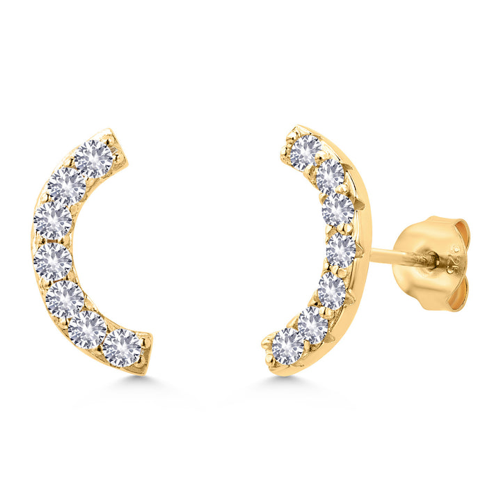 White Created Sapphire - September_Earrings in 925 Yellow Gold Plated Silver