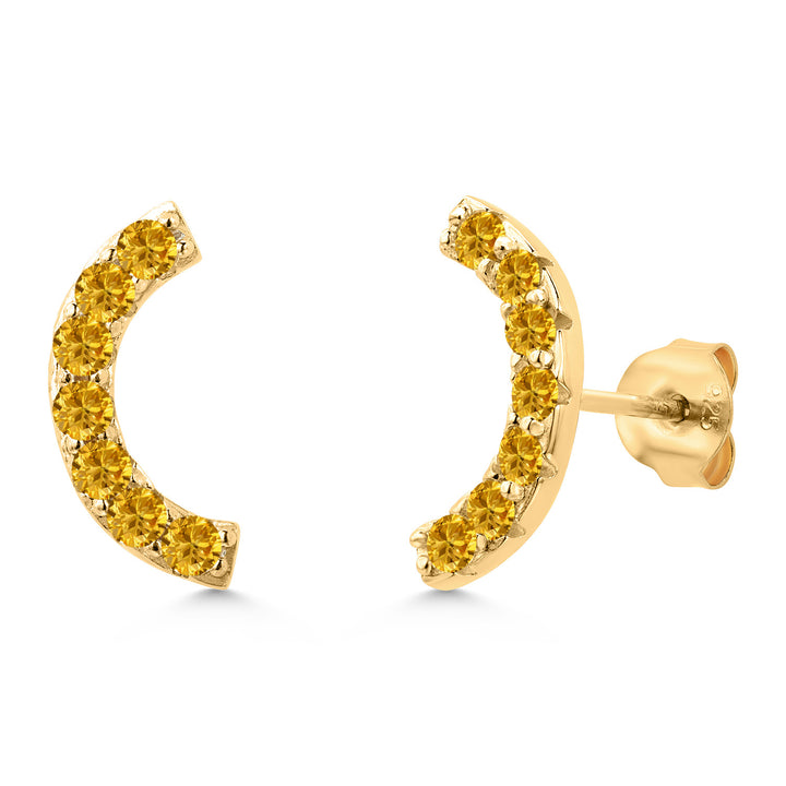Yellow Created Sapphire - September_Earrings in 925 Yellow Gold Plated Silver