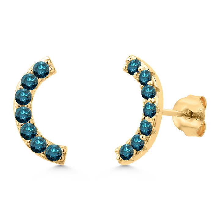 Blue Diamond - April_Earrings in 925 Yellow Gold Plated Silver