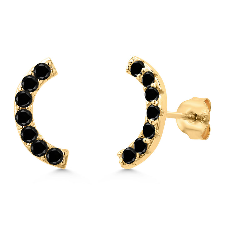 Black Diamond - April_Earrings in 925 Yellow Gold Plated Silver