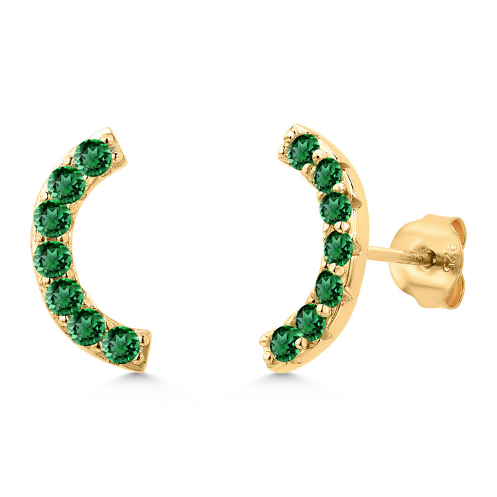 Nano Emerald - May_Earrings in 925 Yellow Gold Plated Silver