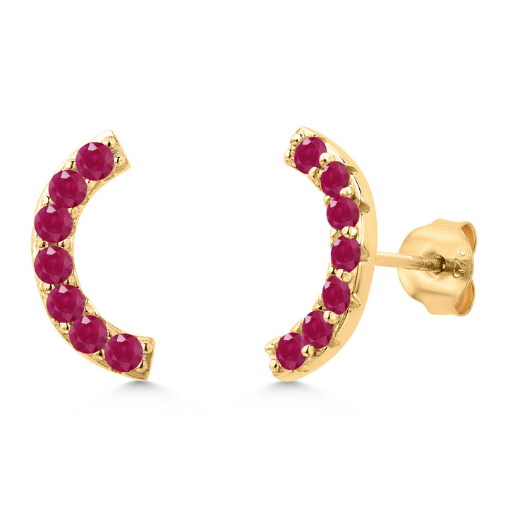 Ruby - July_Earrings in 925 Yellow Gold Plated Silver