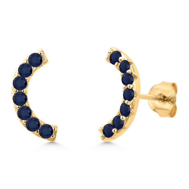 Blue Sapphire - September_Earrings in 925 Yellow Gold Plated Silver