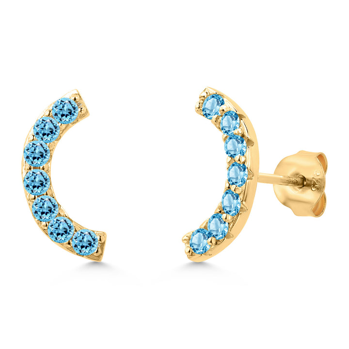 Swiss Blue Topaz - November_Earrings in 925 Yellow Gold Plated Silver