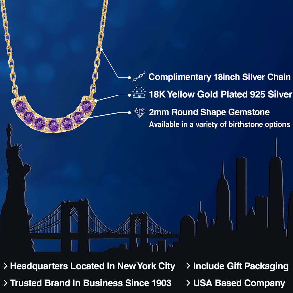 Amethyst - February_Necklace in 925 Yellow Gold Plated Silver