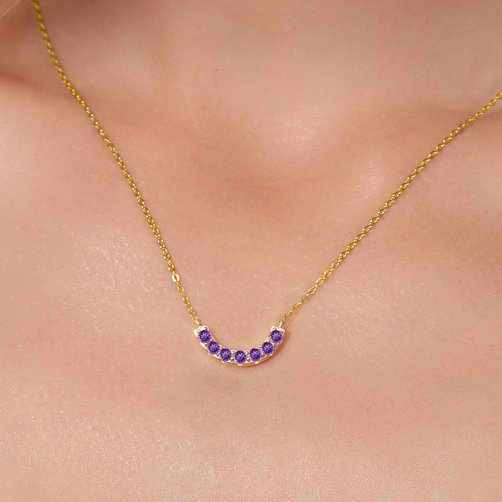 Amethyst - February_Necklace in 925 Yellow Gold Plated Silver
