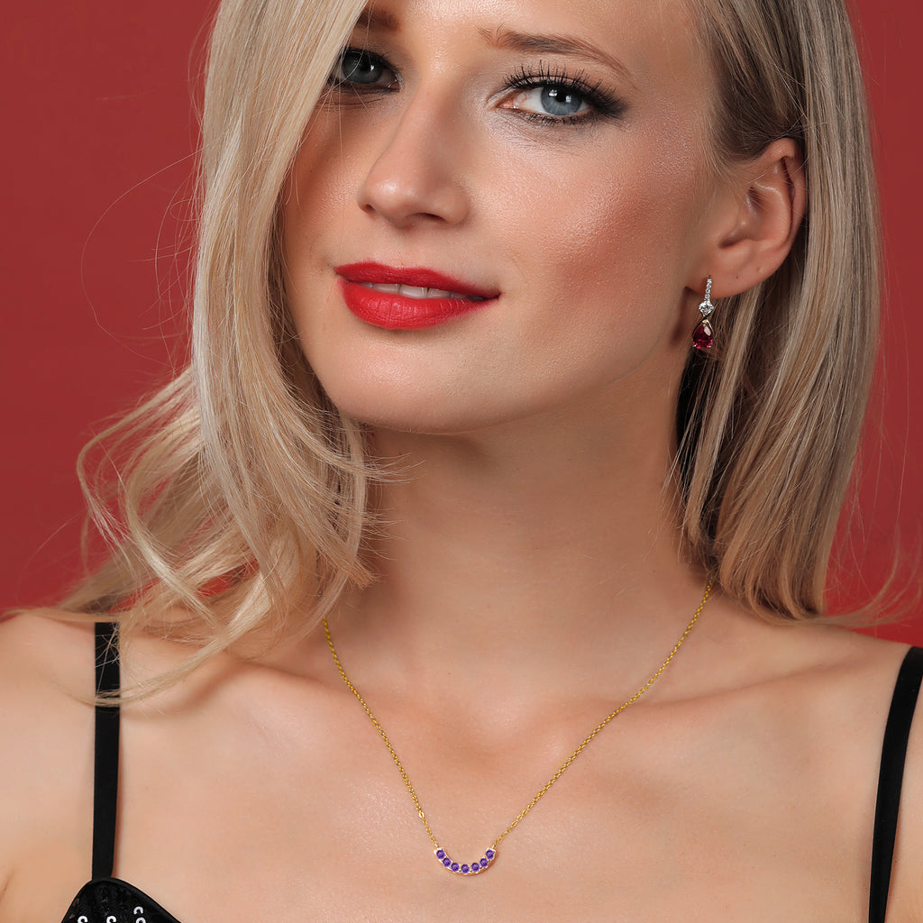Amethyst - February_Necklace in 925 Yellow Gold Plated Silver