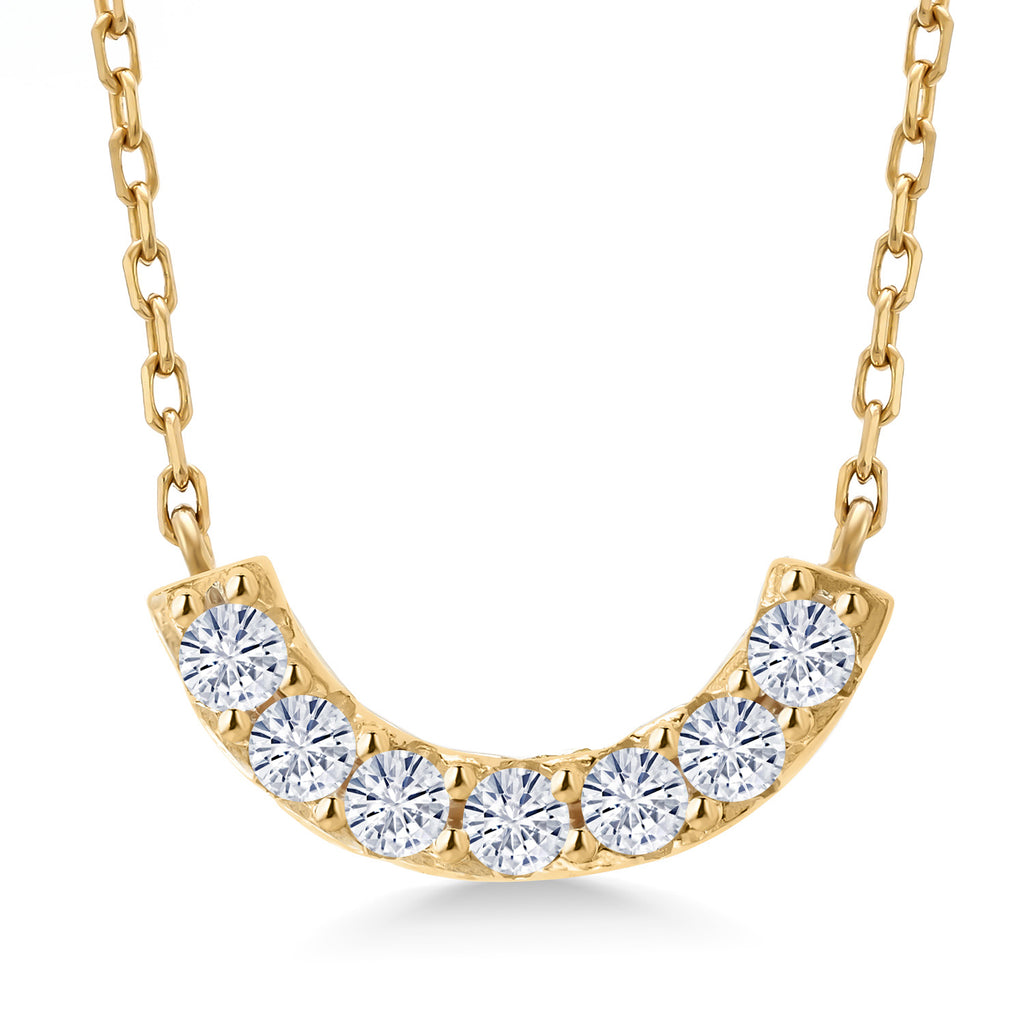 White Moissanite - April_Necklace in 925 Yellow Gold Plated Silver