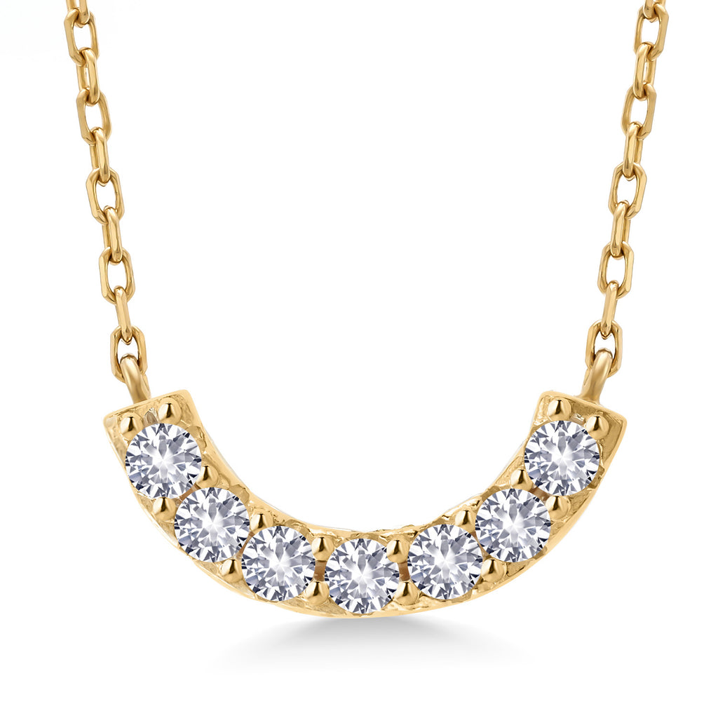 White Created Sapphire - September_Necklace in 925 Yellow Gold Plated Silver
