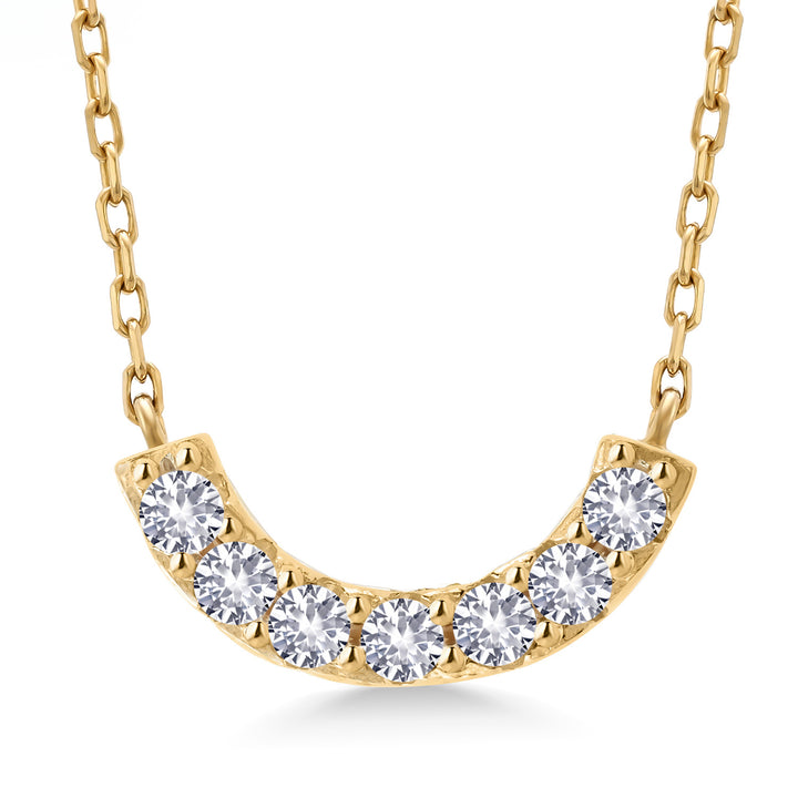White Created Sapphire - September_Necklace in 925 Yellow Gold Plated Silver