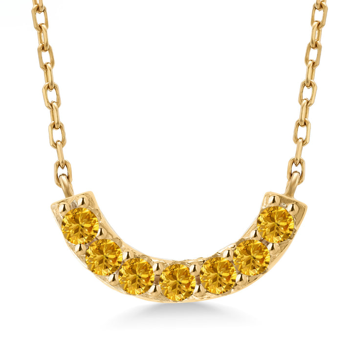 Yellow Created Sapphire - September_Necklace in 925 Yellow Gold Plated Silver