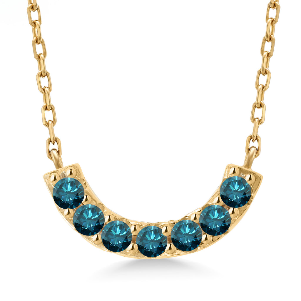 Blue Diamond - April_Necklace in 925 Yellow Gold Plated Silver