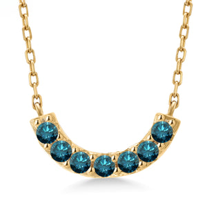 Blue Diamond - April_Necklace in 925 Yellow Gold Plated Silver