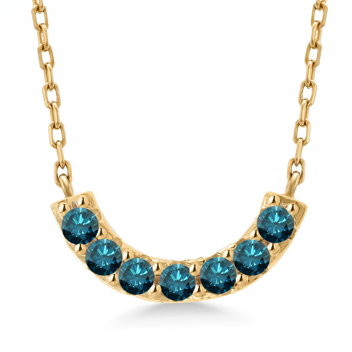 Blue Diamond - April_Necklace in 925 Yellow Gold Plated Silver