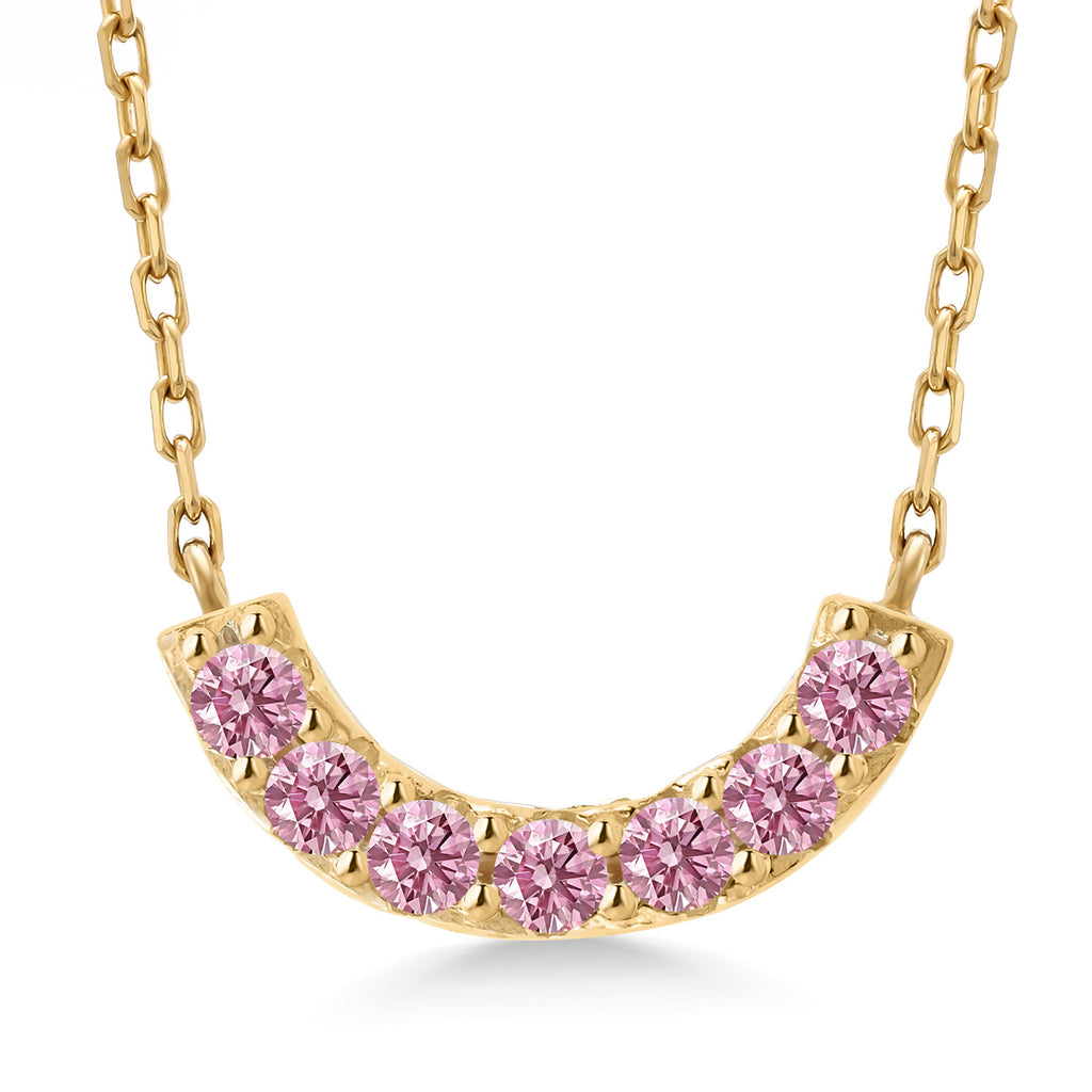 Pink Lab Grown Diamond - April_Necklace in 925 Yellow Gold Plated Silver