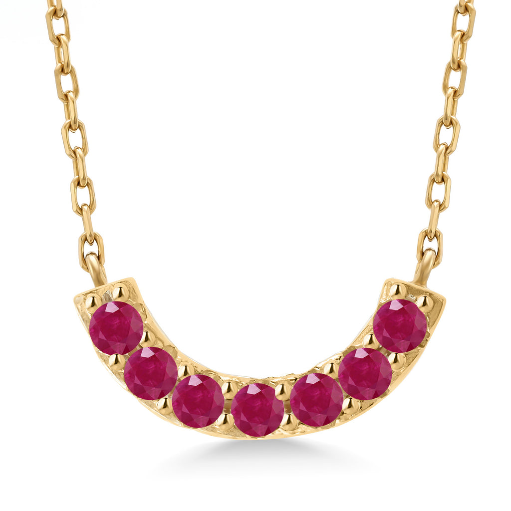 Ruby - July_Necklace in 925 Yellow Gold Plated Silver