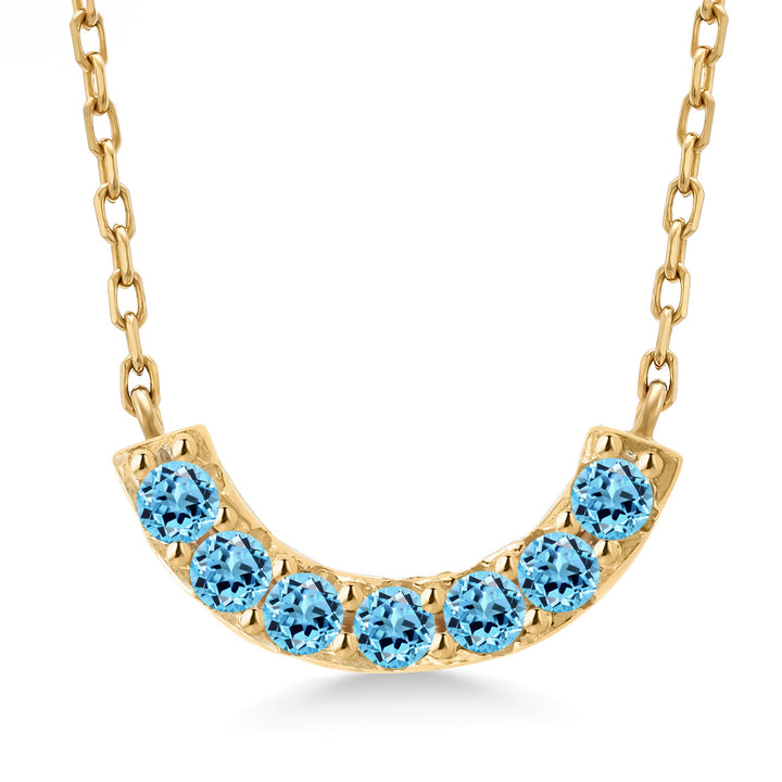 Swiss Blue Topaz - November_Necklace in 925 Yellow Gold Plated Silver
