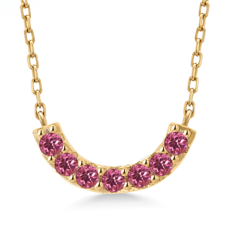 Pink Tourmaline - October_Necklace in 925 Yellow Gold Plated Silver