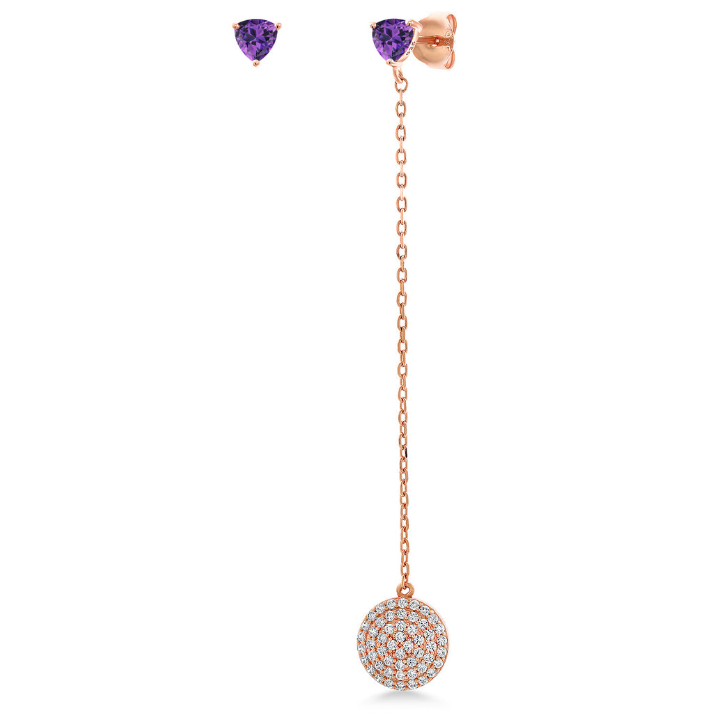 Amethyst - February_Earrings in 925 Rose Gold Plated Silver
