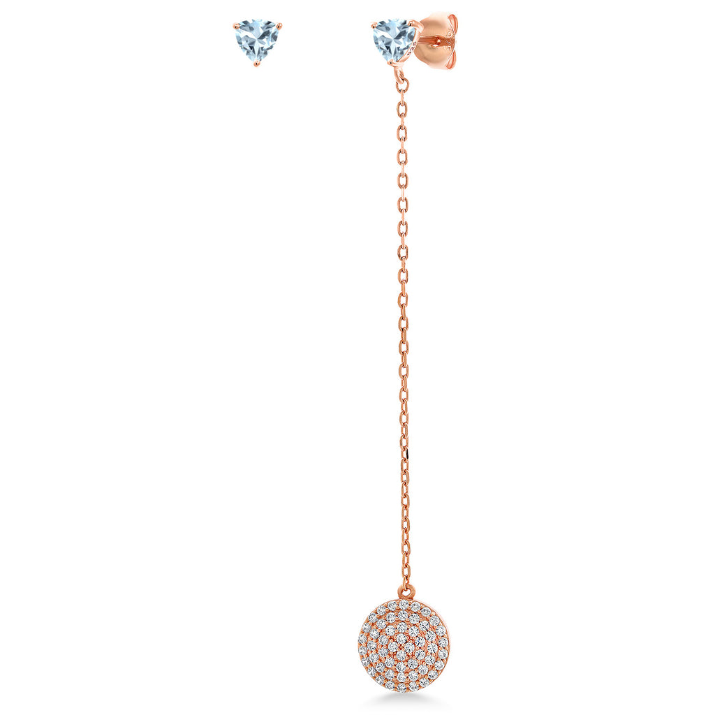 Aquamarine - March_Earrings in 925 Rose Gold Plated Silver