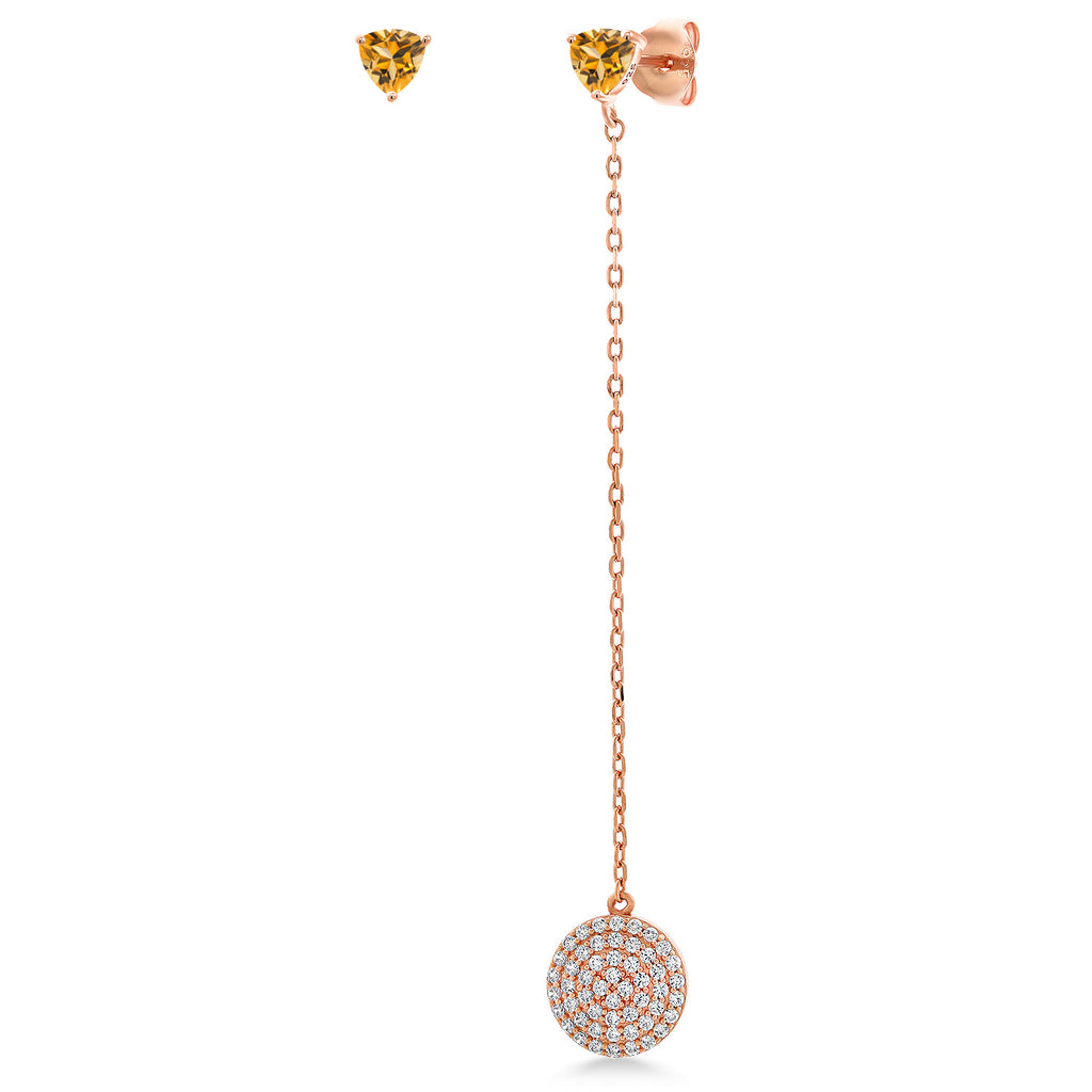 Yellow and White_Earrings in 925 Rose Gold Plated Silver