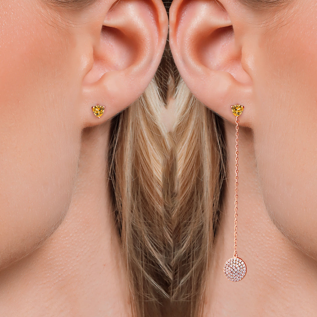 Yellow and White_Earrings in 925 Rose Gold Plated Silver